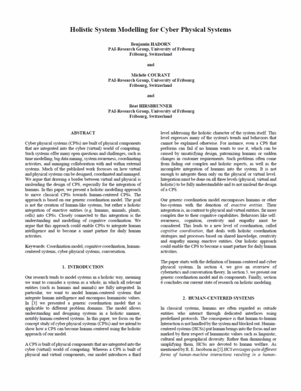 Holistic System Modelling for Cyber Physical Systems